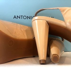 Tan Platform Peep Toe Heels ANTONIO MELANI Size 8
